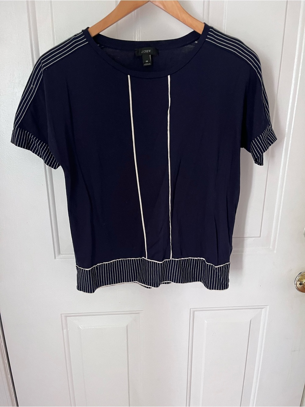J. Crew Navy Short Sleeve Tee with Contrast Trim